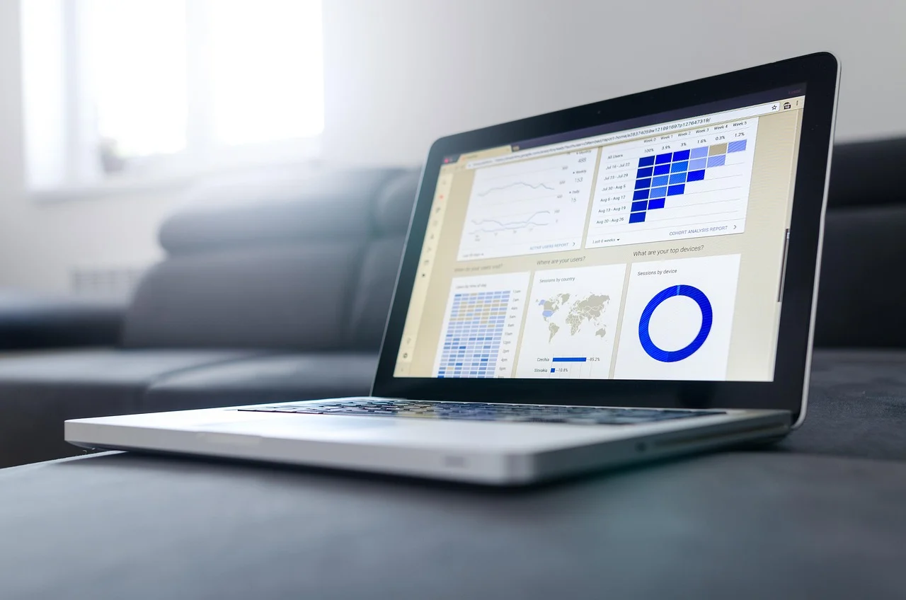 Marketing automation and CRM software dashboard on a computer screen